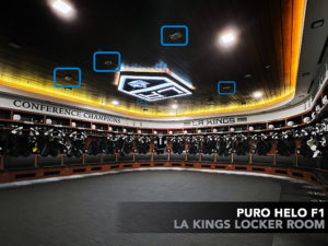 Helo F1 Units shown in the ceiling of the LA Kings locker room